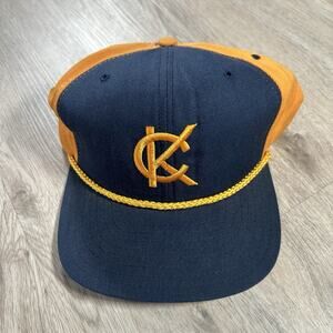 Vintage New Era Kansas City Monarchs Hat Snapback Baseball USA Rope Blue Yellow‎